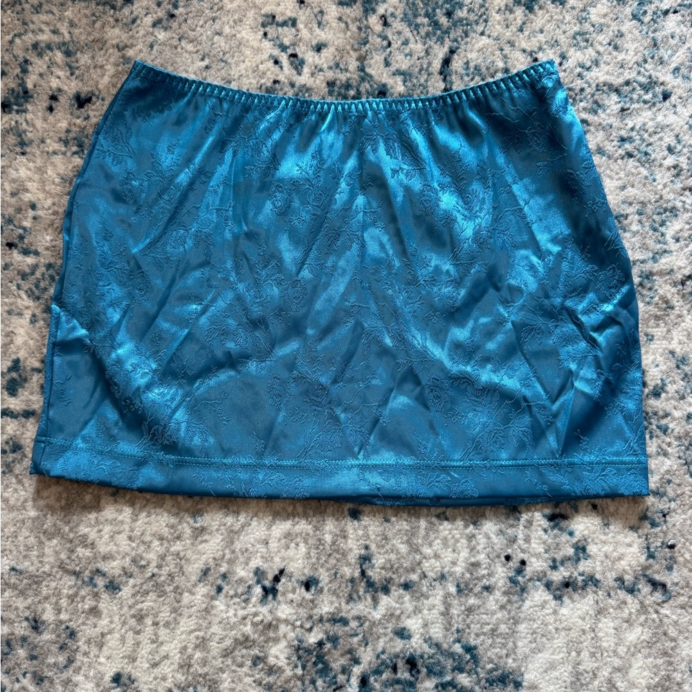 Vintage 90s Frederick's of Hollywood Blue Floral Mini Skirt